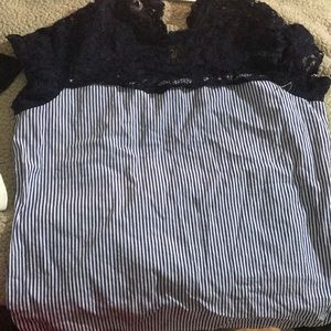 Blue and white striped Top